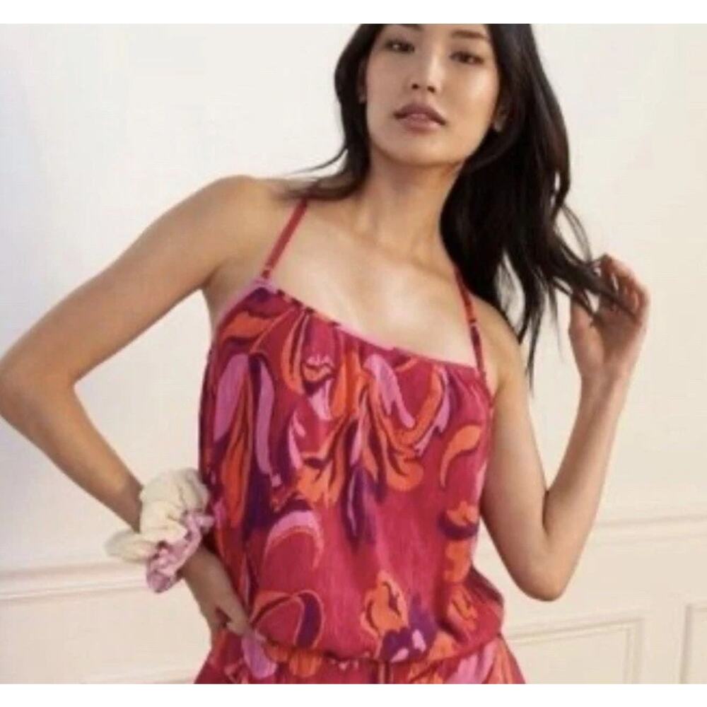 Anthropologie Pink‎ and Orange Pleated Camisole Size S MSRP $60